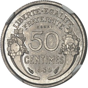 IIIe République (1870-1940). Essai de 50 centimes Morlon en nickel 1939, Paris.
