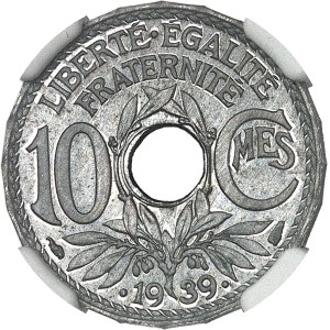 IIIe République (1870-1940). Épreuve de 10 centimes Lindauer, date avec points, double revers 1939, Paris.