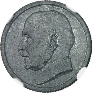 État Français (1940-1944). Essai de 50 centimes Pétain en zinc, tranche cannelée ND (1941), Paris.
