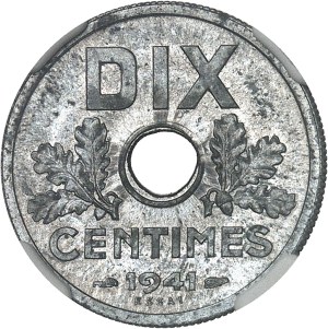 French State (1940-1944). Essay of DIX centimes, large module 1941, Paris.