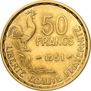 IVth Republic (1947-1958). Proof of 50 francs Guiraud in gold 1951, Paris.