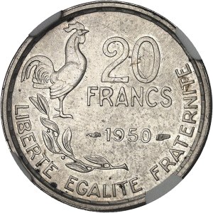 IVth Republic (1947-1958). Proof of 20 francs G. Guiraud in silver, thick blank, with 4 nibs 1950, Paris.