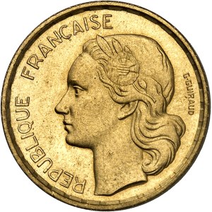 IVe République (1947-1958). Essai de 20 francs G. Guiraud en cupro-aluminium 1951, Paris.