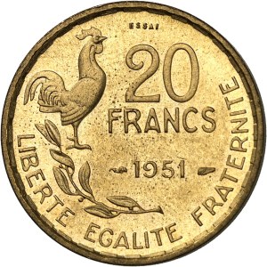 IVth Republic (1947-1958). Test of 20 francs G. Guiraud in cupro-aluminium 1951, Paris.