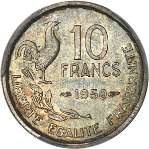 IVth Republic (1947-1958). Proof of 10 francs Guiraud in silver, thin blank, Frappe spéciale (SP) 1950, Paris.