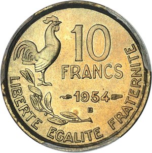 Fourth Republic (1947-1958). 10 francs Guiraud 1954, B, Beaumont-le-Roger.