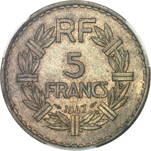 IVth Republic (1947-1958). 5 francs Lavrillier in cupro-aluminium 1947, Paris.