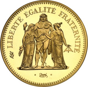 Fifth Republic (1958 to present). Piéfort 50 francs Hercule in gold, burnished blank (PROOF) 1979, Pessac.