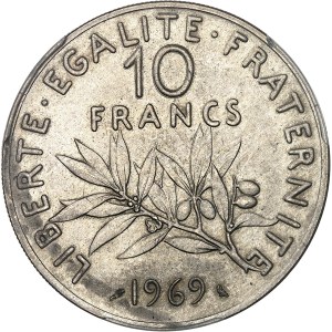 Ve République (1958 à nos jours). Épreuve de 10 francs Semeuse, Frappe spéciale (SP) 1969, Paris.