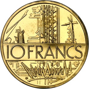 Fifth Republic (1958 to present). Piéfort de 10 francs Mathieu en or, Frappe spéciale (SP) 1977, Pessac.