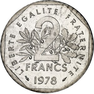 Ve République (1958 à nos jours). Essai de 2 francs Semeuse en argent 1978, Pessac.