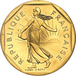 Fifth Republic (1958 to present). Piéfort 2 francs Semeuse en Or, Frappe spéciale (SP) 1979, Pessac.