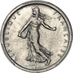 Fifth Republic (1958 to present). Pre-series of 1 franc Semeuse with wide listels, Frappe spéciale (SP) 1959, Paris.