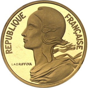 Ve République (1958 à nos jours). Piéfort de 50 centimes Marianne en or, Flan bruni (PROOF) 1962, Paris.
