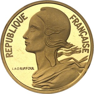 Fifth Republic (1958 to present). 50-centime Marianne coin in gold, burnished blank (PROOF) 1962, Paris.