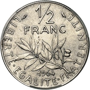 Ve République (1958 à nos jours). Présérie de 1/2 franc Semeuse, Frappe spéciale (SP) 1964, Paris.