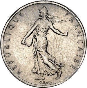 Fifth Republic (1958 to present). Preseries of 1/2 franc Semeuse, small denomination (19.5 mm), undifferentiated 1964, Paris.