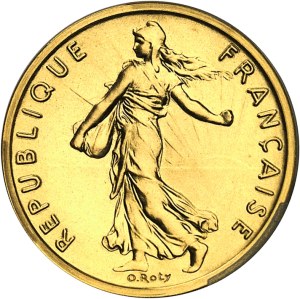 Fifth Republic (1958 to present). Piéfort 1/2 franc Semeuse in gold, Frappe spéciale (SP) 1979, Pessac.