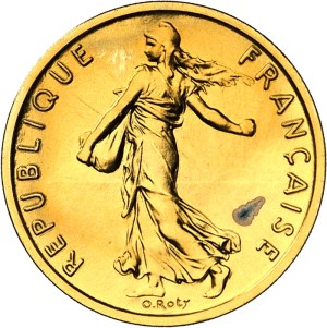 Fifth Republic (1958 to present). Piéfort de 1/2 franc Semeuse en or, Flan bruni (PROOF) 1979, Pessac.