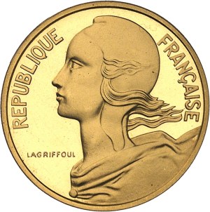 Fifth Republic (1958 to present). 10-centime Marianne coin in gold, burnished blank (PROOF) 1962, Paris.