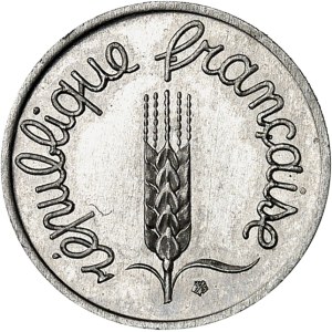 Ve République (1958 à nos jours). Présérie de 5 centimes Épi petit module (prototype) 1960, Paris.
