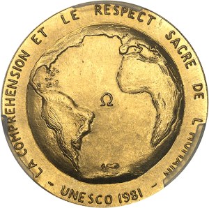 Ve République (1958 to present). Gold Medal, Pierre Teilhard de Chardin, by P. Belmondo, Frappe spéciale (SP) 1981, Paris.