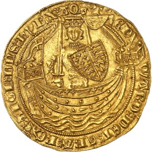 Édouard III (1327-1377). Noble d’or, 3e période du Traité ND (1361-1369), C, Calais.