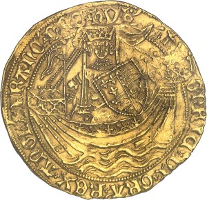 Henry VI of England (1422-1453). Noble d'or, 1st issue with ND ringlet (1422-1430), Calais.