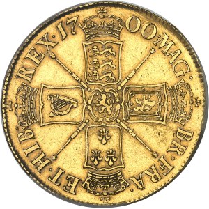 Guillaume III (1694-1702). 5 guinées, 1er buste 1700, Londres.
