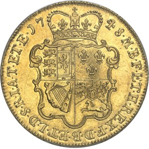Georges II (1727-1760). 5 guinées, tête âgée 1748, Londres.
