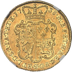 Georges II (1727-1760). 2 guinées Or, buste jeune 1738, Londres.