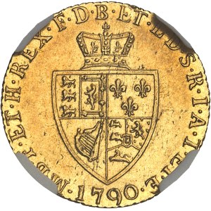 Georges III (1760-1820). Demi-guinée, 5e tête 1790, Londres.