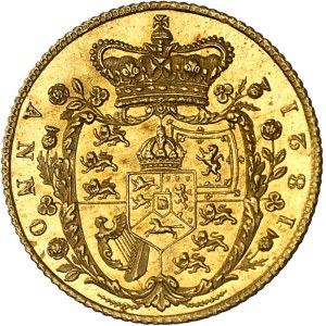 Georges IV (1820-1830). Demi-souverain, 1er type à l’écu ornementé 1821, Londres.