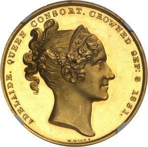 William IV (1830-1837). Gold Medal, Coronation of William IV and Adelaide, burnished flan (PROOF) 1831, London.