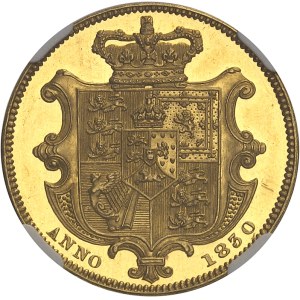 Guillaume IV (1830-1837). Essai du souverain, tranche lisse, Flan bruni (PROOF) 1830, Londres.