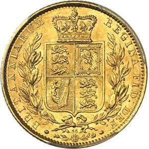 Victoria (1837-1901). Souverain, signature WW en creux, coin #36 1864, Londres.