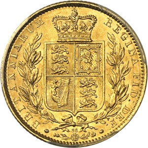 Victoria (1837-1901). Sovereign, WW intaglio signature, corner #36 1864, London.