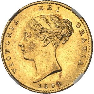 Victoria (1837-1901). Demi-souverain 1838, Londres.