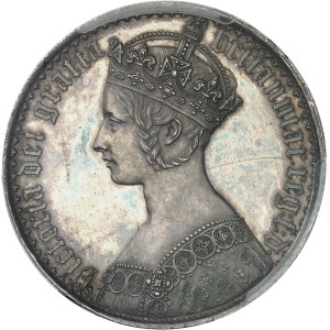 Victoria (1837-1901). Crown ou couronne gothique, Flan bruni (PROOF) 1847, Londres.