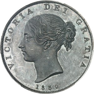Victoria (1837-1901). Demi-couronne (Half crown), Flan bruni (PROOF) 1839, London.