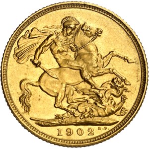 Édouard VII (1901-1910). Souverain, flan mat et bruni (PROOF MATTE) 1902, Londres.