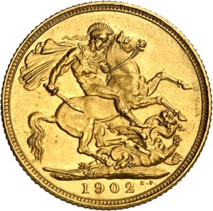 Edward VII (1901-1910). Sovereign, matt and burnished blank (PROOF MATTE) 1902, London.