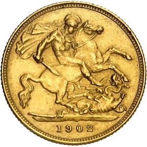 Édouard VII (1901-1910). Demi-souverain, flan mat et bruni (PROOF MATTE) 1902, Londres.