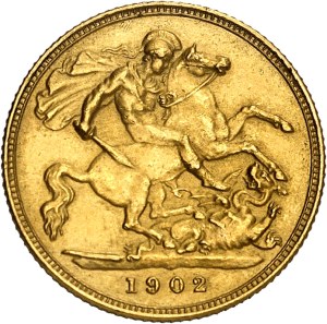Edward VII (1901-1910). Half-sovereign, matt and burnished blank (PROOF MATTE) 1902, London.