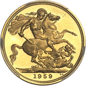 Élisabeth II (1952-2022). Souverain, Flan bruni (PROOF) 1959, Londres.