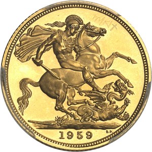 Elizabeth II (1952-2022). Souverain, Flan bruni (PROOF) 1959, London.
