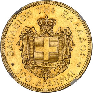 Georges Ier (1863-1913). 100 drachmes Or 1876, A, Paris.