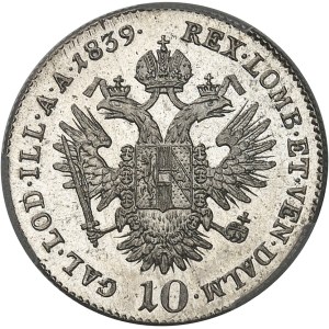 Ferdinand Ier (1835-1848). 10 kreuzers 1839, E, Karlsbourg (Alba Julia).
