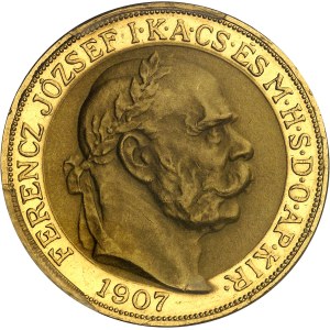 François-Joseph Ier (1848-1916). 100 korona, 40e anniversaire du couronnement à Budapest 1907, KB, Kremnitz (Körmöcbánya).