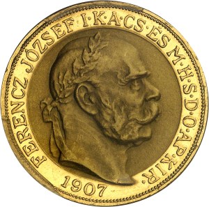 Franz Josef I (1848-1916). 100 korona, 40th anniversary of the coronation in Budapest 1907, KB, Kremnitz (Körmöcbánya).